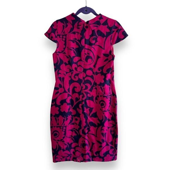 NWT Talbots 100% Linen Pink & Navy Cap Sleeve Dress Sz 8 - Picture 9 of 10
